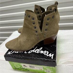 Sam Edelman Olive Suede Grommet Ankle Boot